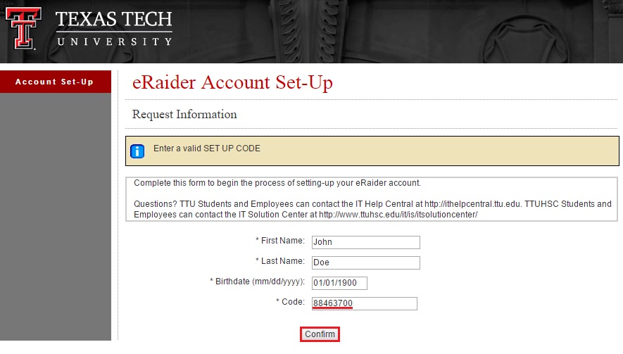 example screenshot