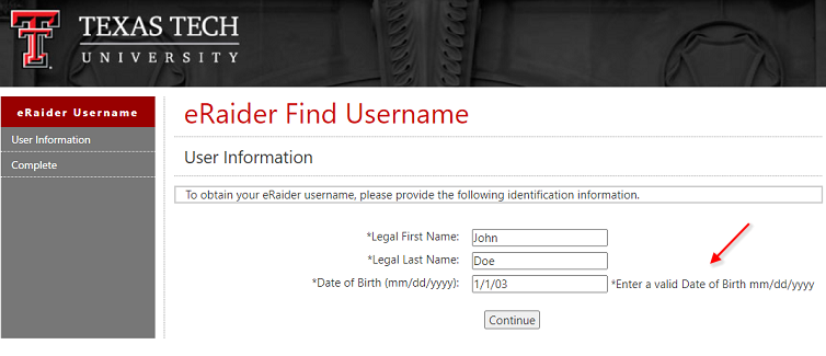 example screenshot